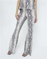 River Island Womens Flared Trousers Beige Sequin Snake Print Pants Bottoms - 6 Regular