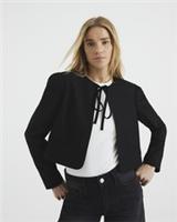 River Island Womens Blazer Black Tie Front Crew Neck Cropped Tie Outerwear Top - 6 Regular