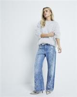 River Island Womens Straight Jeans Petite Blue Relaxed Snake Trousers Bottoms - 8 Extra Short Petites