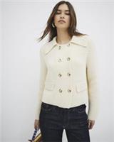 River Island Womens Cardigan Beige Double Breasted button Round Neck Top - L Regular