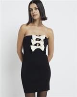 River Island Womens Mini Dress Black Strapless Bow Design Sleeveless casual - 8 Regular