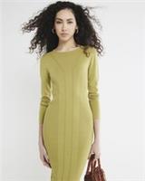 River Island Womens Maxi Dress Lime Knit Hybrid Mesh Crew Neck Long Sleeve - 8 Regular