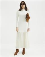 River Island Womens Maxi Dress Cream Knitted Hybrid High Neck Long Sleeve - 14 Regular