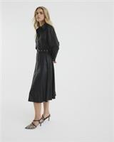 River Island Womens Midi Shirt Dress Petite Black Faux Leather Long Sleeve - 6 Petites