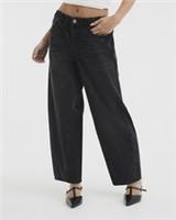 River Island Womens Barrel Jeans Petite Black Elasticated Trousers Pants Bottoms - 6 Extra Short Petites