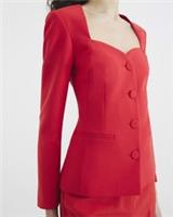 River Island Womens Blazer Red Sweetheart Neckline Button Outerwear Top - 8 Regular
