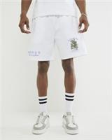 River Island Mens Shorts White Regular Fit Hayashima Print Slip Pockets Bottoms - L Regular