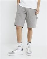 River Island Mens Carpenter Shorts Grey Denim Slip Pockets Zip Button Bottoms - 30 Regular