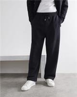 River Island Mens Smart Joggers Black Wide Leg Textured Track Pants Bottoms - XL Regular