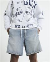 River Island Mens Shorts Blue Regular Fit Denim Pull On Drawstring Bottoms - 36 Regular