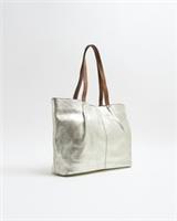 River Island Womens Shoulder Bag Gold Leather Fabric Metallic Strapped