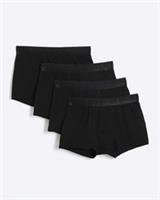 River Island Mens Trunks 4 Pack Black Cotton Stretch Underwear Bottoms - S Regular