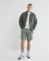 River Island Mens Cargo Shorts Green Nylon Slip Pockets Drawstring Bottoms - M Regular