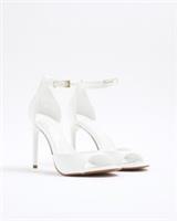 River Island Womens Heeled Sandals White Closed Back Round Open Toe Summer Shoes