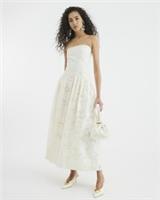 River Island Womens Midi Dress Cream Sleeveless Bandeau Neck Detachable Straps - 12 Regular