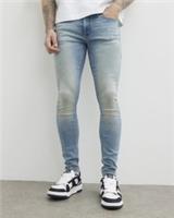 River Island Mens Skinny Jeans Blue Spray On Button Zip Trousers Pants Bottoms - 32 Regular Regular