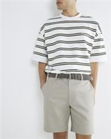 River Island Mens Chino Shorts Beige Slim Fit Belt Slip Pockets Stretch Bottoms - 28 Regular