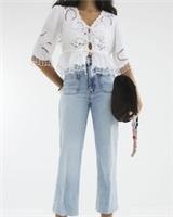 River Island Womens Wide Leg Jeans Blue Cropped Trousers Pants Bottoms - 6 Regular