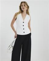 River Island Womens Waistcoat White V-Neck Button Front Sleeveless Outerwear Top - 8 Regular