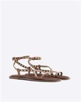 River Island Womens Strappy Sandals Brown Wide Fit Eyelet Square Open Toe Shoes