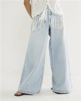 River Island Womens Baggy Jeans Petite Blue Low Rise Trousers Pants Bottoms - 4 Extra Short Regular