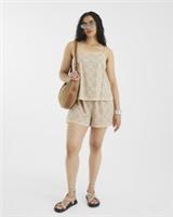 River Island Womens Cami Top Beige Sleeveless Embellished Square Neck Loose Fit - 14 Regular