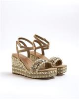 River Island Womens Wedge Sandals Cream Raffia Embellished Square Open Toe Shoes