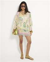 River Island Womens Mini Beach Kaftan Multi Colour Swirl Chiffon V-Neck Top - S Regular