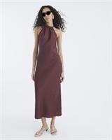 River Island Womens Maxi Dress Brown Sleeveless Halter Neck Satin Fabric Tie - 8 Regular