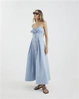 River Island Womens Midi Dress Blue Bow Detail Button Up Sleeveless Sweetheart - 14 Regular