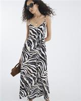 River Island Womens Maxi Slip Dress Black Zebra Print Sleeveless V-Neck - 6 Regular