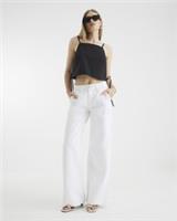 River Island Womens Wide Leg Jeans White Low Rise Baggy Trousers Pants Bottoms - 10 Short Regular