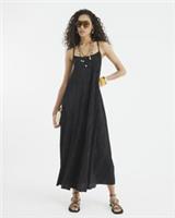 River Island Womens Maxi Dress Black Sleeveless Plisse Fabric Round Neck - XS Regular