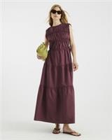 River Island Womens Maxi Dress Purple Drawstring Tiered Round Neck Sleeveless - 8 Regular