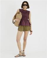 River Island Womens Peplum Top Purple Drawstring Tiered Detail Crew Sleeveless - 6 Regular