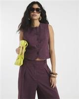 River Island Womens Waistcoat Purple High Neck Fitted Sleeveless Outerwear Top - 6 Regular