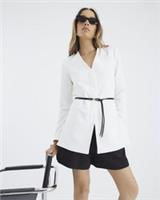 River Island Womens Blazer White Long Sleeve Belted V-Neck Outerwear Top - 14 Regular