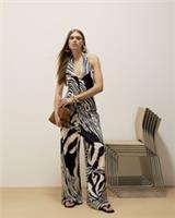 River Island Womens Wide Leg Trousers Brown Zebra Print Drawstring Pants Bottoms - S Regular