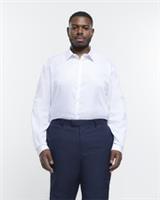 River Island Mens Egyptian Shirt White Big & Tall Long Sleeve Textured Top - 3XL Big & Tall