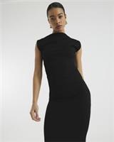 River Island Womens High Neck Top Black Short Sleeve Draped Style Blouse - 22 Regular