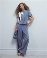 River Island Womens Jeans Blue High Rise Palazzo Diamante Button Pants Bottoms - 12 Regular Regular