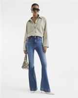 River Island Womens Flared Jeans Blue High Waisted Tummy Hold Trousers Bottoms - 6 Long Regular