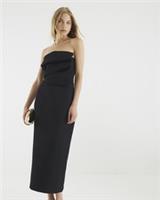 River Island Womens Midi Dress Black Sculpted Bandeau Tailored Sleeveless Fitted - 8 Regular