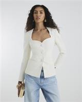 River Island Womens Blazer Cream Sweetheart Neckline Long Sleeve Outerwear Top - 6 Regular