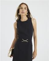 River Island Womens Mini Shift Dress Black Snaffle Front Sleeveless Round Neck - 18 Regular