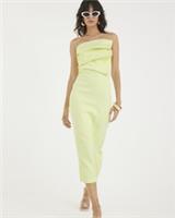 River Island Womens Midi Dress Green Sculpted Bandeau Tailored Sleeveless Fitted - 14 Regular
