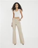 River Island Womens Wide Leg Jeans Beige High Rise Diamante Loose Pants Bottoms - 8 Short Regular