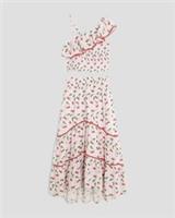 River Island Girls 2 Piece Set Pink Cherry Bikini Top & Maxi Skirt Beachwear - 7-8 Years Regular