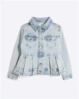 River Island Girls Jacket Blue Denim Peplum Collared Ling Sleeve Outerwear Top - 11-12 Years Regular