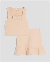 River Island Girls 2 Piece Set Coral Textured Waistcoat & Bottoms Square Neck - 11-12 Years Regular